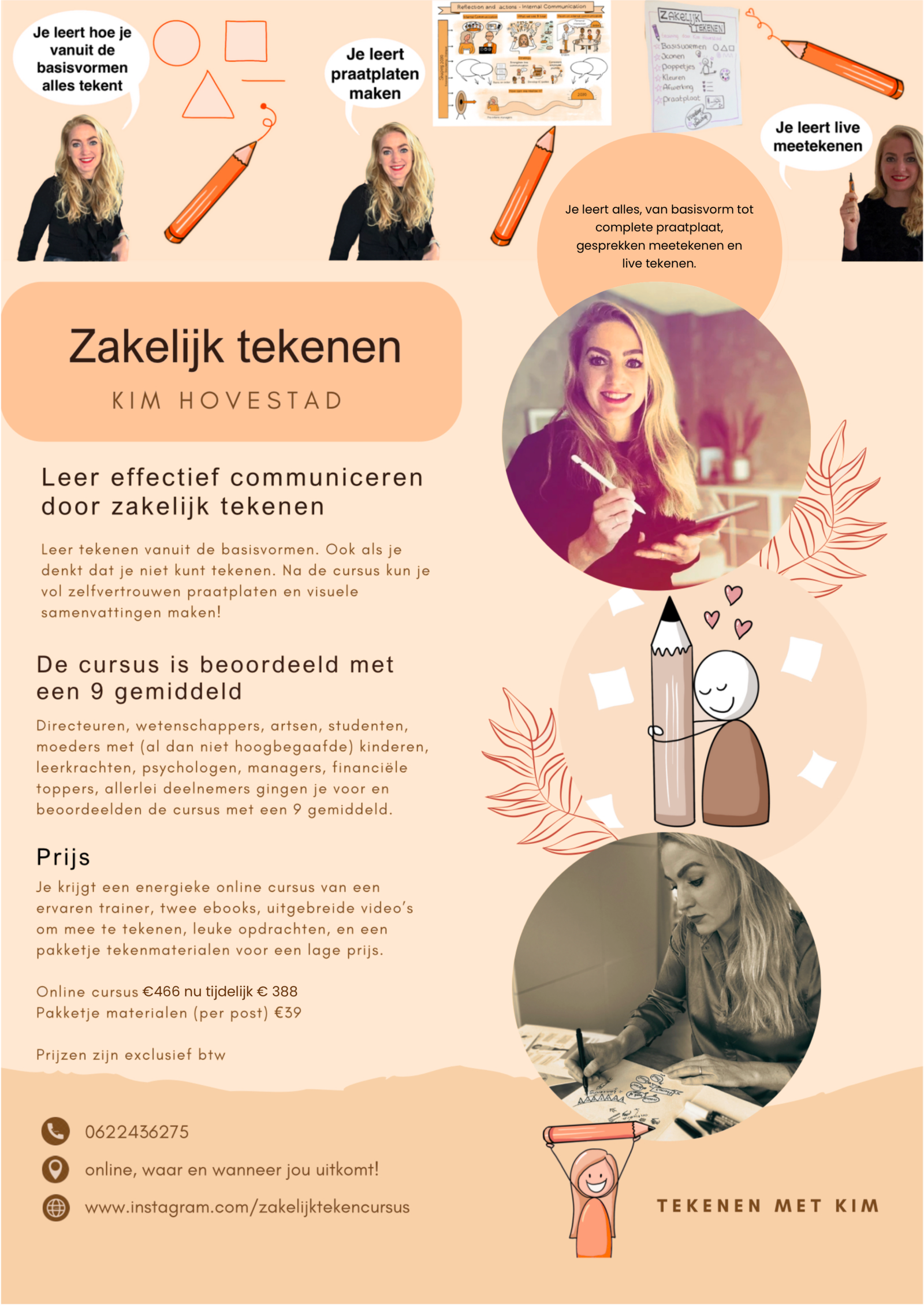 Flyer Online Cursus Zakelijk Tekenen met Kim Hovestad